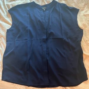 Eloquii Short Sleeve Notch Collar Blouse Navy 18